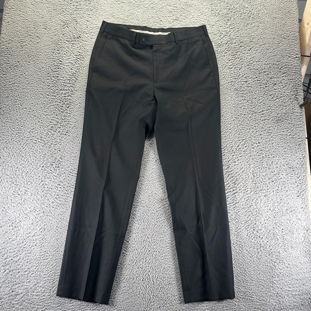 Perry Ellis Portfolio Pant Mens 34x32 Black Polyester Dress Straightโ Leg Formal